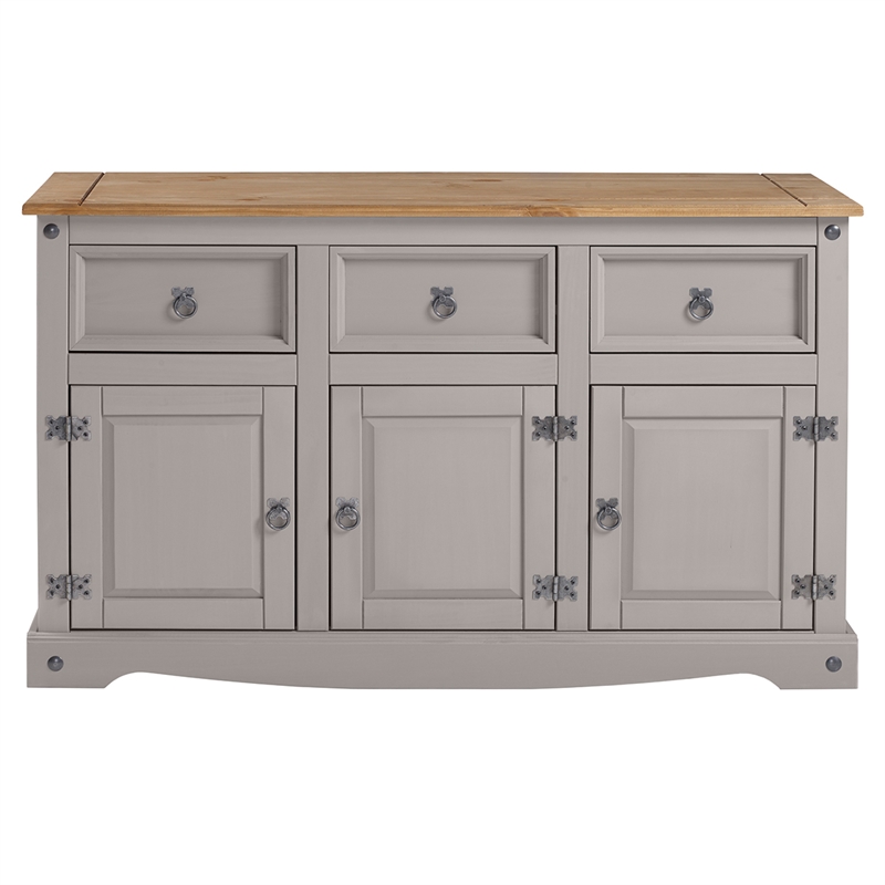 OS Home and Office Furniture Cottage Series Wood Buffet Sideboard in Corona Gray