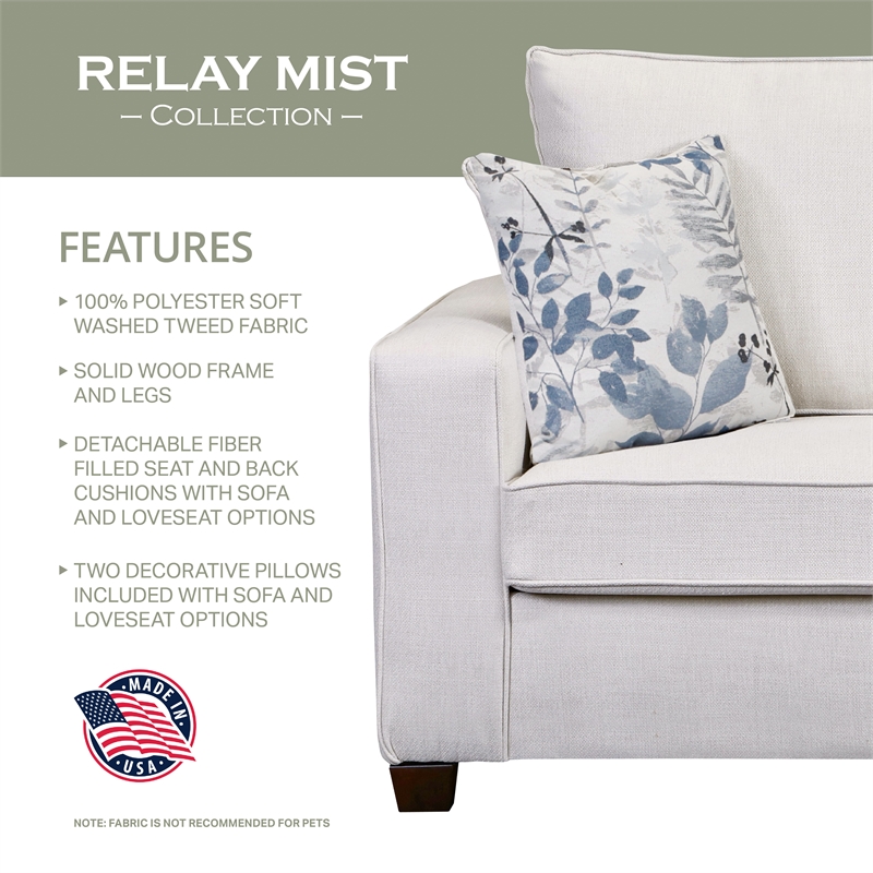 American Furniture Classics Relay Mist Sofa Sleeper with Two Throw Pillows