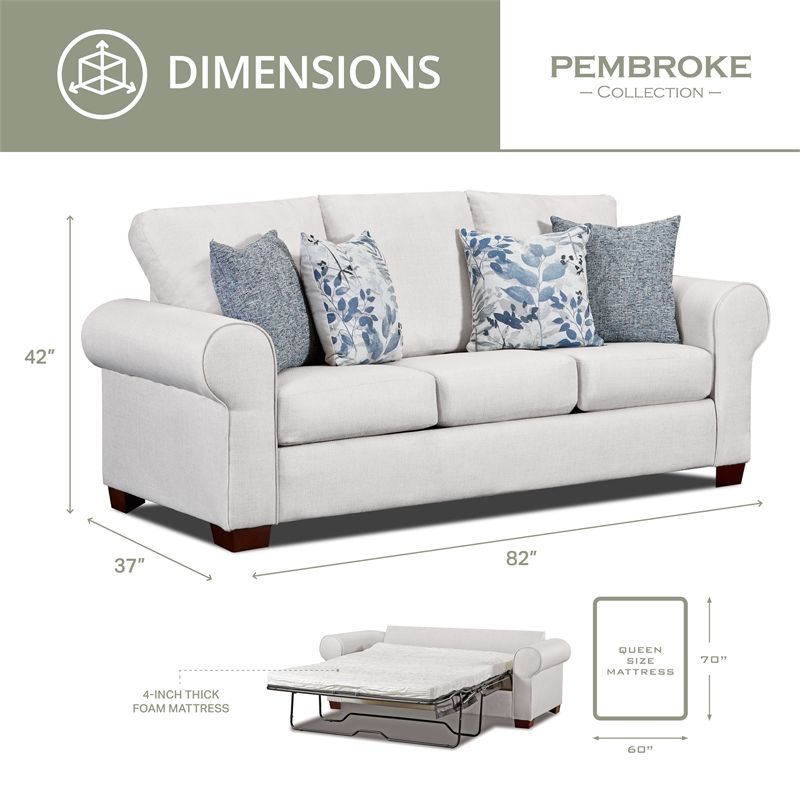 American Furniture Classics Pembroke Sofa Sleeper with Four Throw Pillows