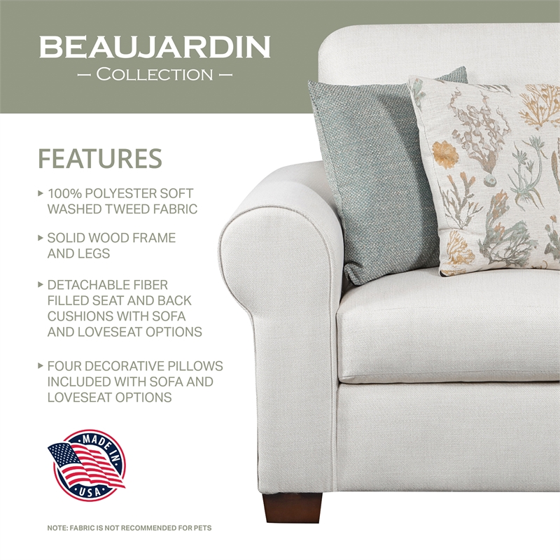 American Furniture Classics Beaujardin Loveseat with Four Throw Pillows