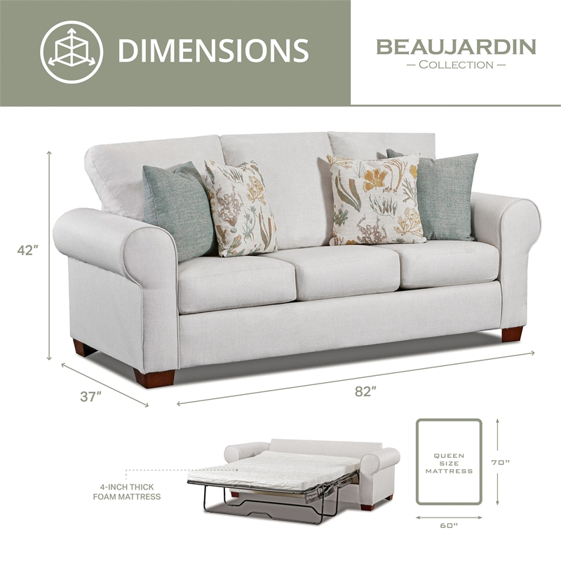 American Furniture Classics Beaujardin Sofa Sleeper with Four Throw Pillows