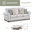 American Furniture Classics Beaujardin Sofa Sleeper with Four Throw Pillows