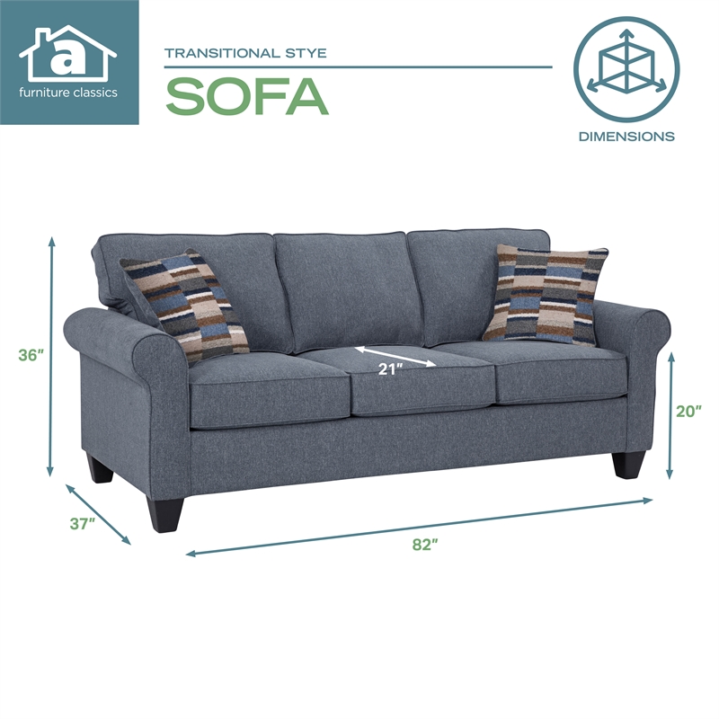 American Furniture Classics Eureka Rolled Arm Sofa with Two Pillows