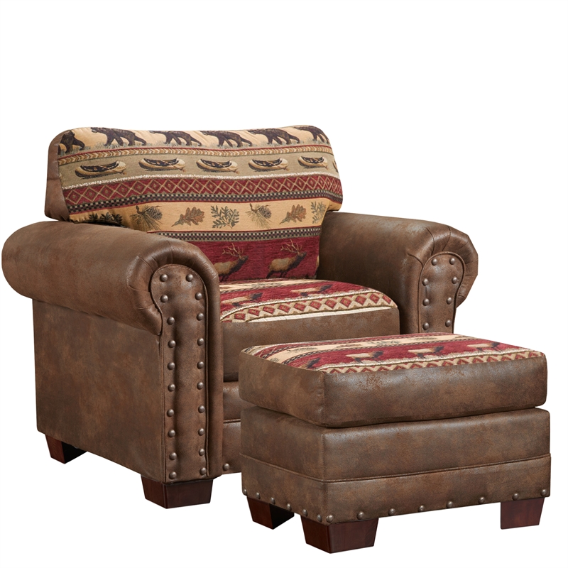 American Furniture Classics Sierra Lodge Arm Chair with Matching Ottoman