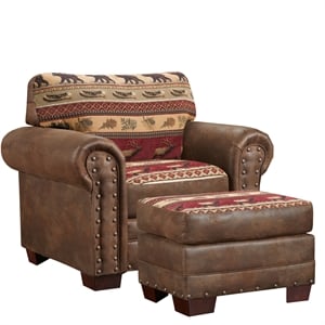American Furniture Classics Sierra Lodge Arm Chair with Matching Ottoman