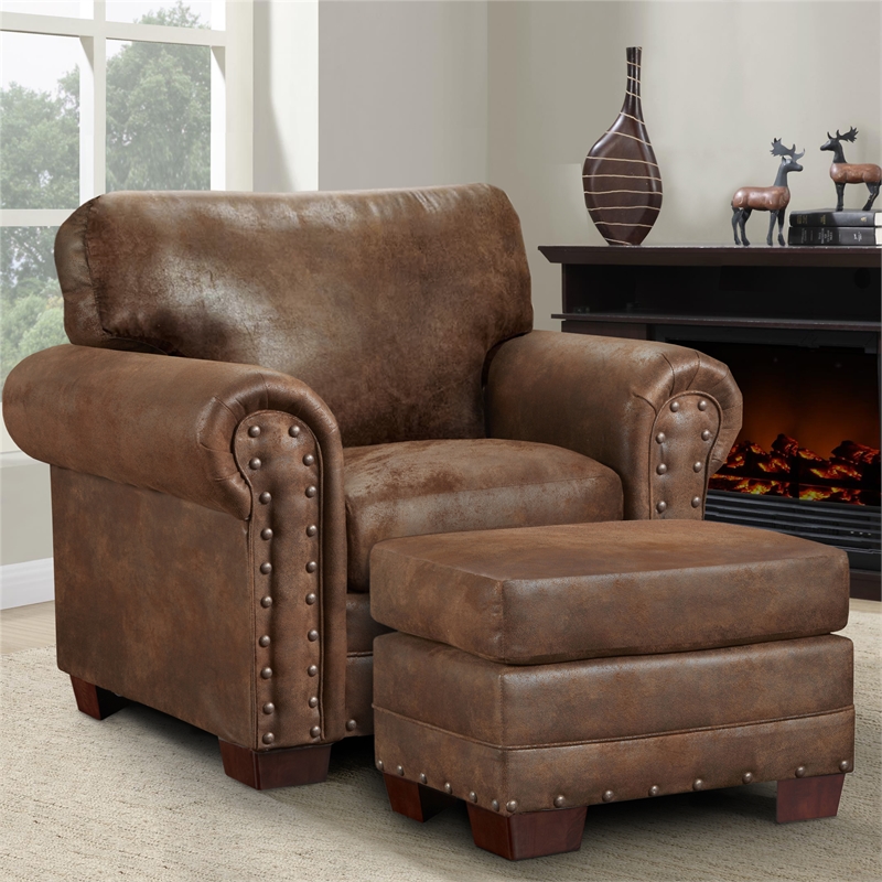 American Furniture Classics Buckskin Arm Chair with Matching Ottoman
