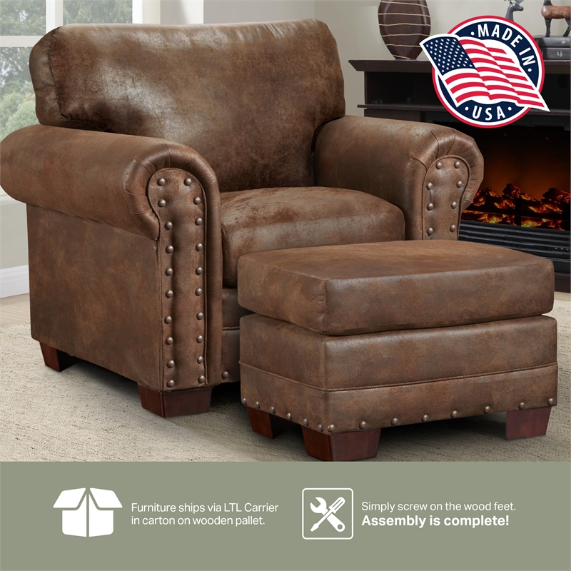 American Furniture Classics Buckskin Arm Chair with Matching Ottoman