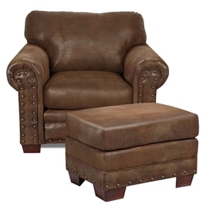 American Furniture Classics Buckskin Arm Chair with Matching Ottoman