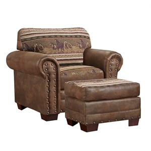 American Furniture Classics Wild Horses Arm Chair with Matching Ottoman