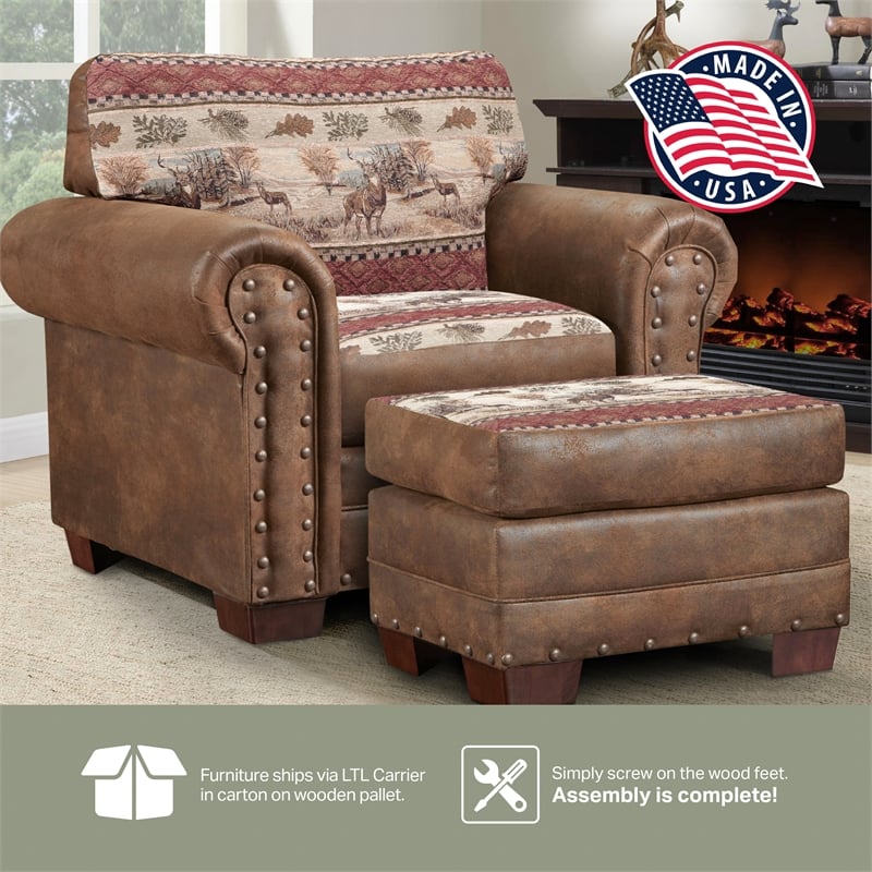 American Furniture Classics Deer Valley Arm Chair with Matching Ottoman