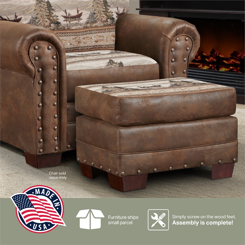 American Furniture Classics Alpine Lodge Arm Chair with Matching Ottoman