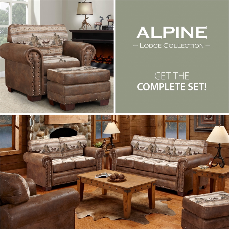 American Furniture Classics Alpine Lodge Arm Chair with Matching Ottoman
