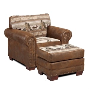 American Furniture Classics Alpine Lodge Arm Chair with Matching Ottoman