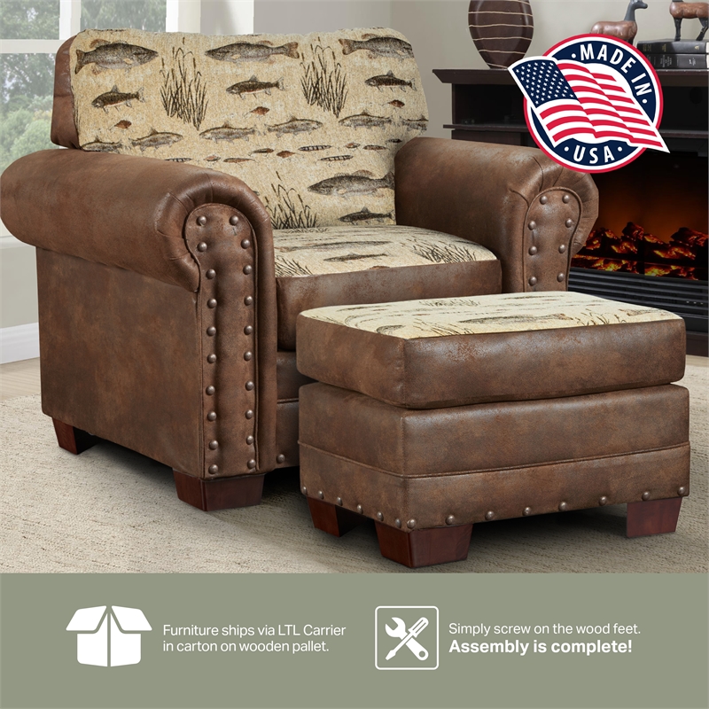 American Furniture Classics Angler's Cove Arm Chair with Matching Ottoman