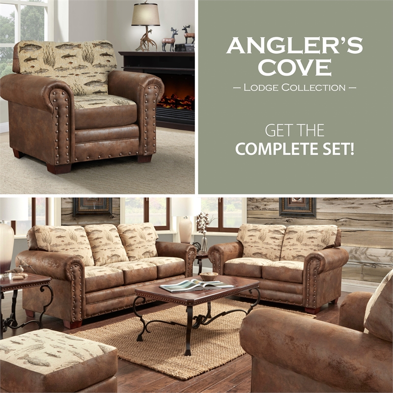 American Furniture Classics Angler's Cove Arm Chair with Matching Ottoman