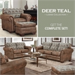 American Furniture Classics Deer Teal Arm Chair with Matching Ottoman