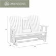 Two Seat Fan Back Glider with Drop Down Table/Cup Holder in Aruba Blue/White