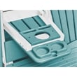 Two Seat Fan Back Glider with Drop Down Table/Cup Holder in Aruba Blue/White