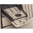 Two Seat Fan Back Glider with Drop Down Table/Cup Holder in Weatherwood/Black