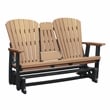 Two Seat Fan Back Glider with Drop Down Table/Cup Holder in Cedar/Black