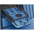 Two Seat Fan Back Glider with Drop Down Table/Cup Holder in Blue/Black