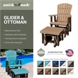 Fan Back Glider and Ottoman Glider in Aruba Blue/Black