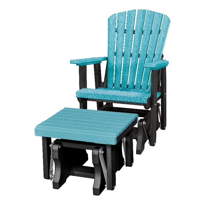 Fan Back Glider and Ottoman Glider in Aruba Blue/Black