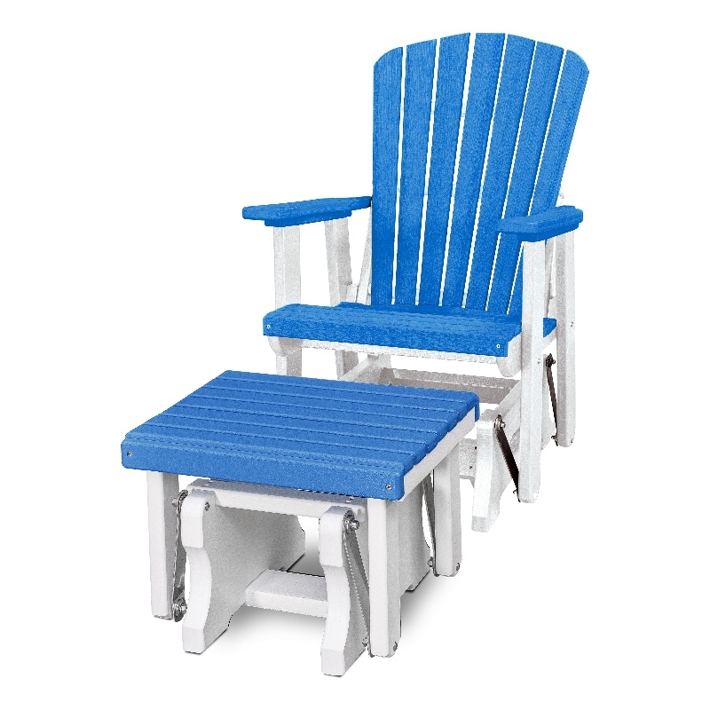 Fan Back Glider and Ottoman Glider in Blue/White
