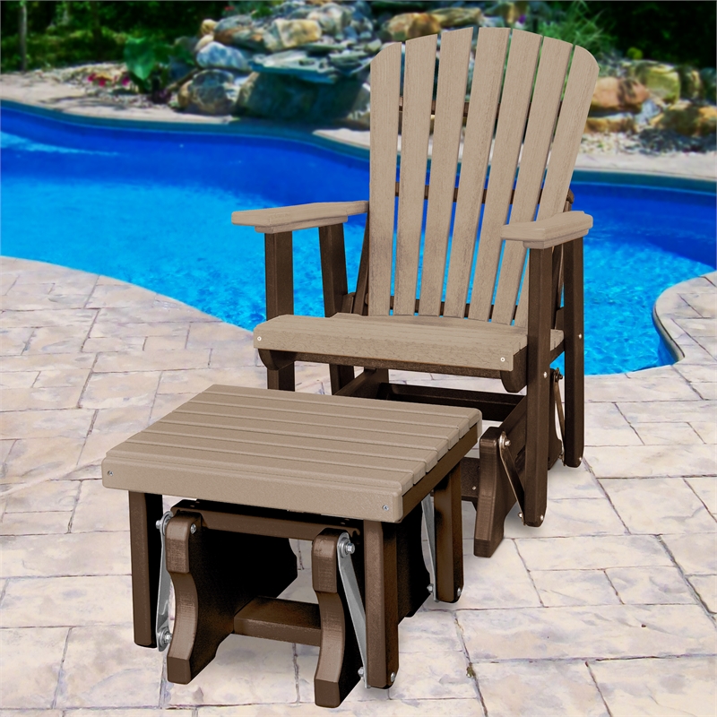 Fan Back Glider and Ottoman Glider in Weatherwood/Tudor