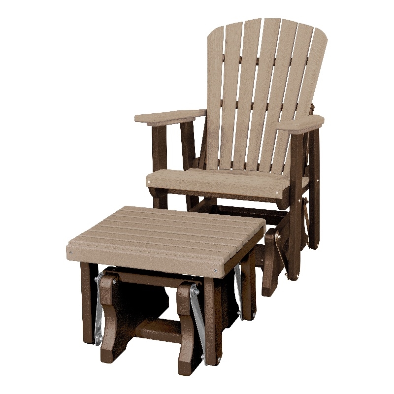 Fan Back Glider and Ottoman Glider in Weatherwood/Tudor