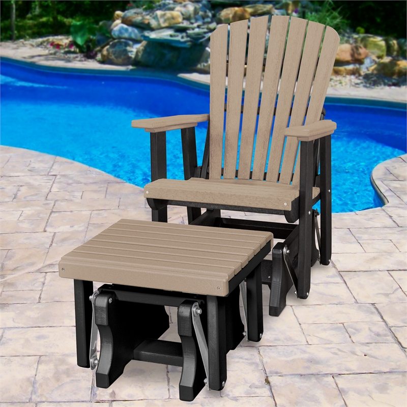 Fan Back Glider and Ottoman Glider in Weatherwood/Black