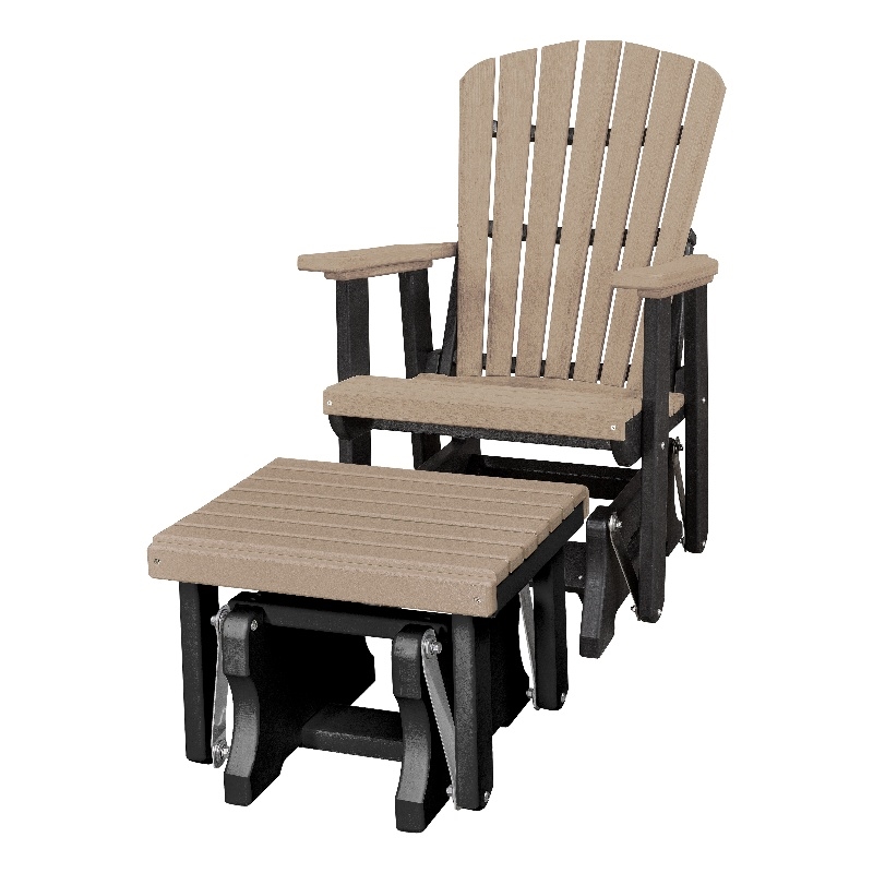 Fan Back Glider and Ottoman Glider in Weatherwood/Black