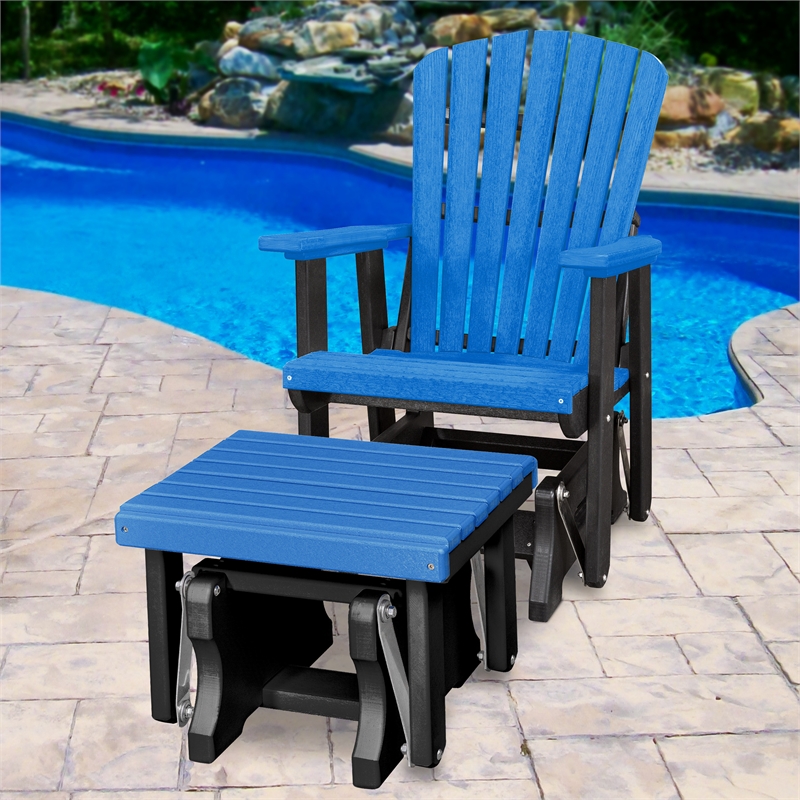 Fan Back Glider and Ottoman Glider in  Blue/Black