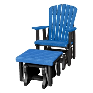 Fan Back Glider and Ottoman Glider in  Blue/Black