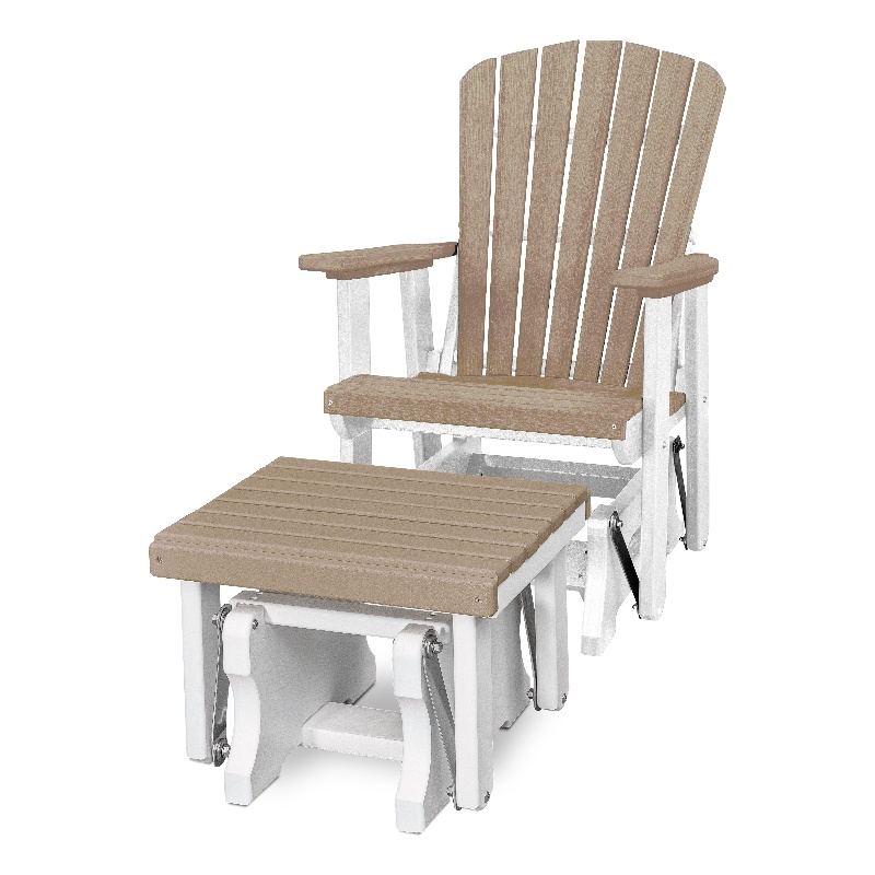 Fan Back Glider and Ottoman Glider in Weatherwood/White