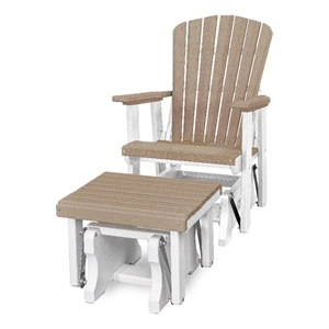 Fan Back Glider and Ottoman Glider in Weatherwood/White
