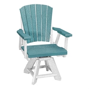 Dining Height Swivel Arm Chair in Aruba Blue/White