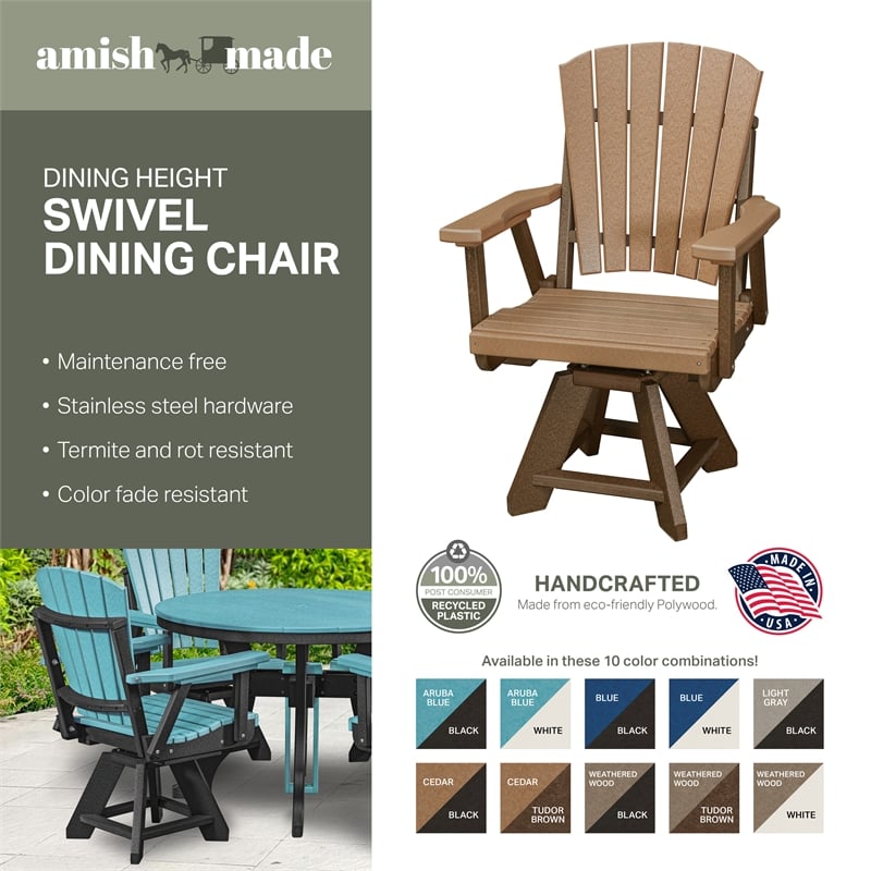 Dining Height Swivel Arm Chair in Weatherwood/Tudor