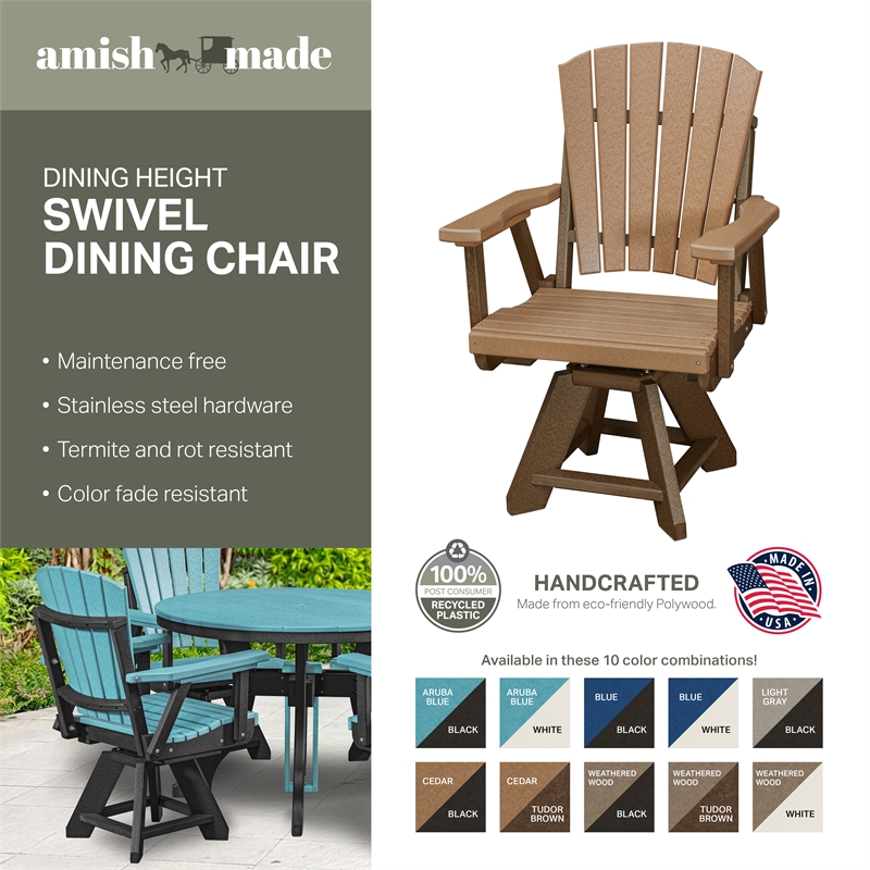 Dining Height Swivel Arm Chair in Weatherwood/Black