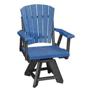Dining Height Swivel Arm Chair in Blue/Black