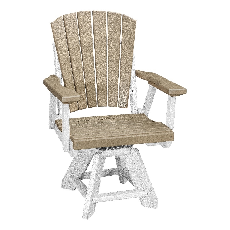 Dining Height Swivel Arm Chair in Weatherwood/White Base