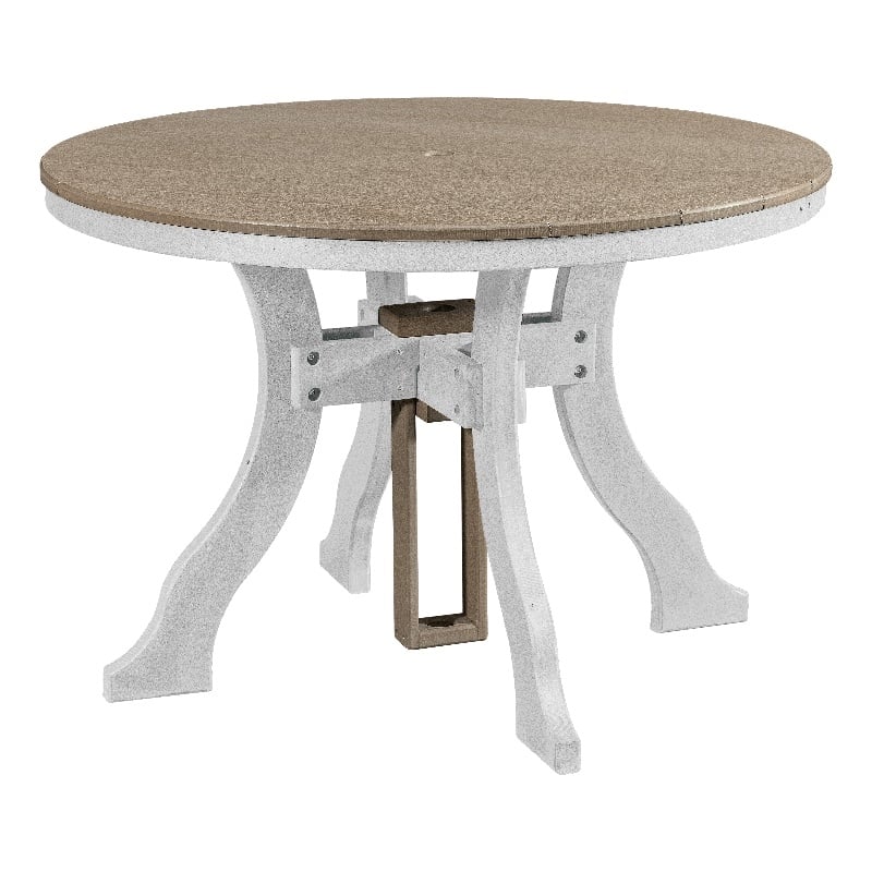 Dining Height Round Table in Weatherwood/White