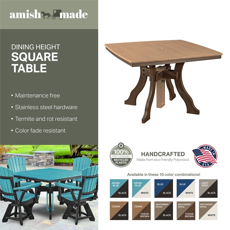 Dining Height Square Table in Aruba Blue/Black