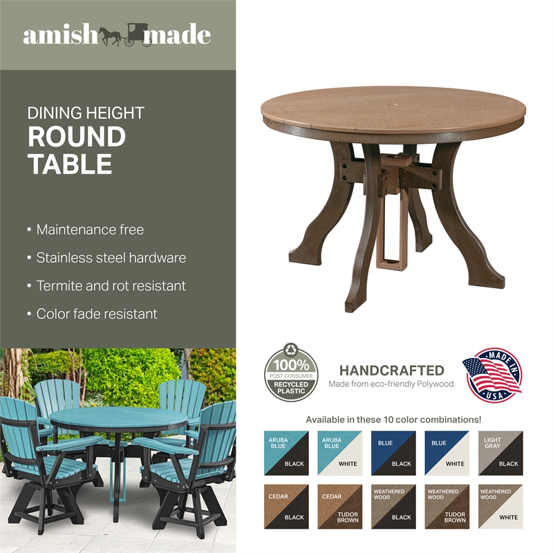 Dining Height Round Table in Cedar/Tudor