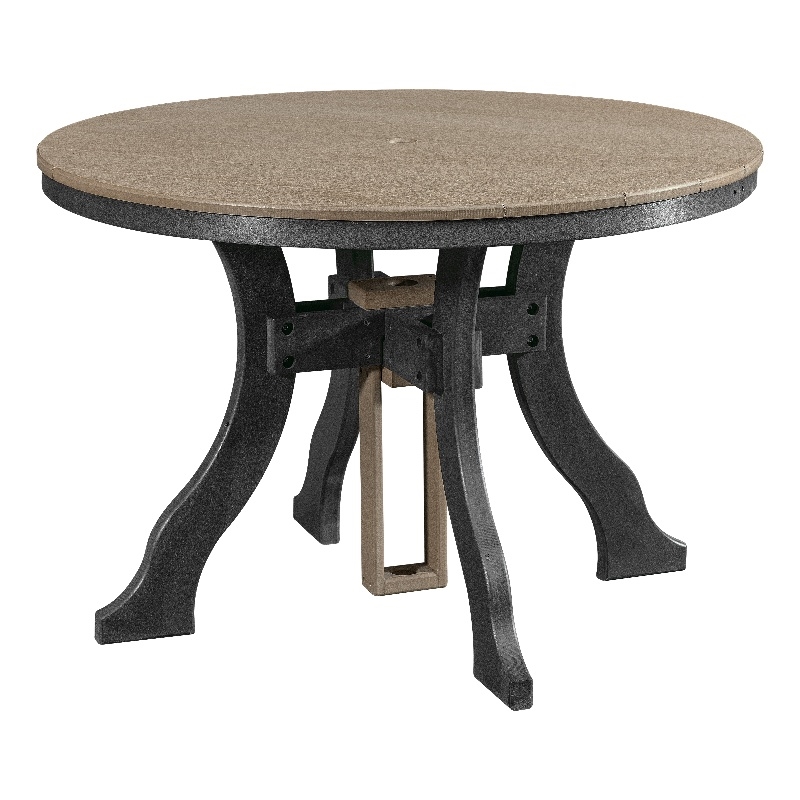 Dining Height Round Table in Weatherwood/Black