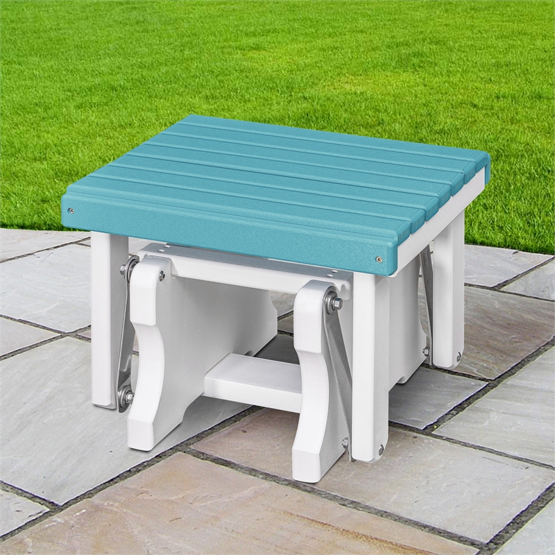Gliding Ottoman in Aruba Blue/White