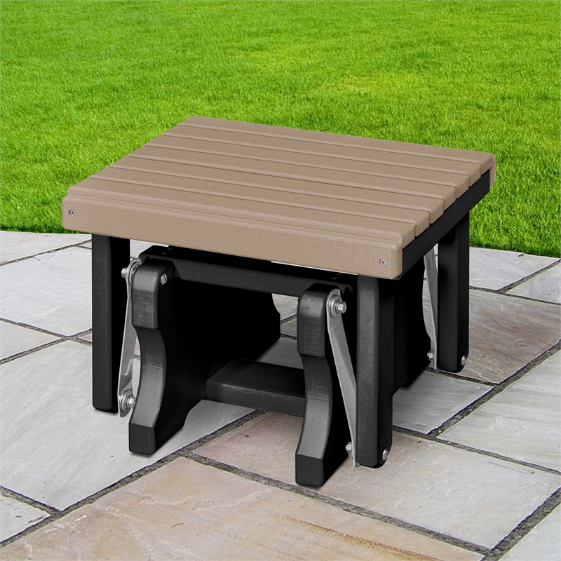 Gliding Ottoman in Weatherwood/Black Made in the USA