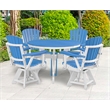 Five Piece Round Dining Height Dining Set in Blue/White