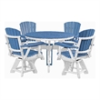 Five Piece Round Dining Height Dining Set in Blue/White