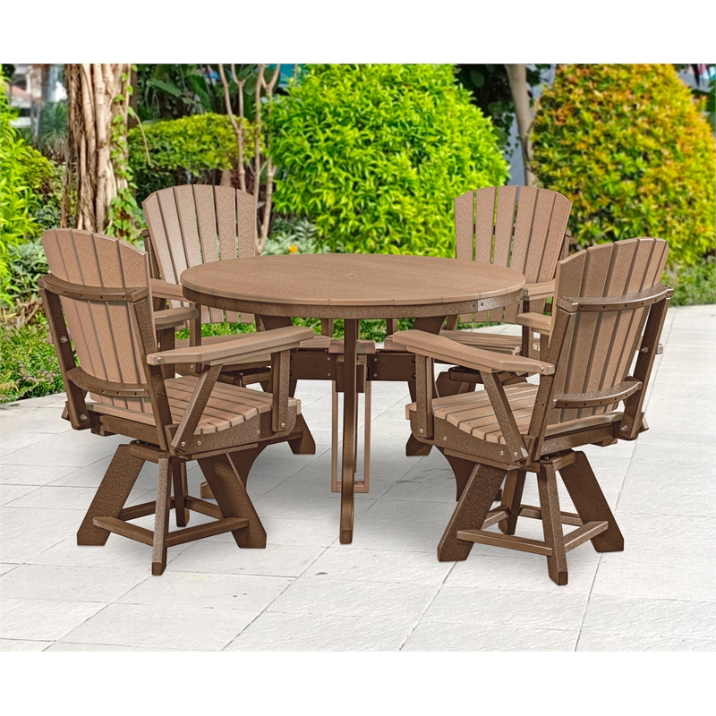 Five Piece Round Dining Height Dining Set in Cedar/Tudor